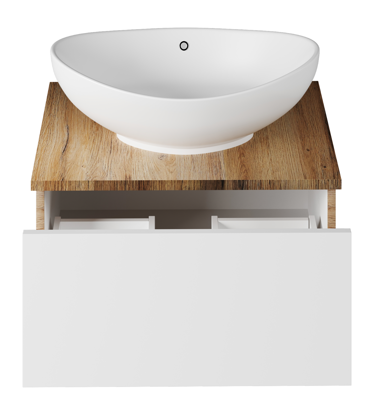 Тумба с раковиной Misty Ива 60 подвесная, белый/дуб вотан