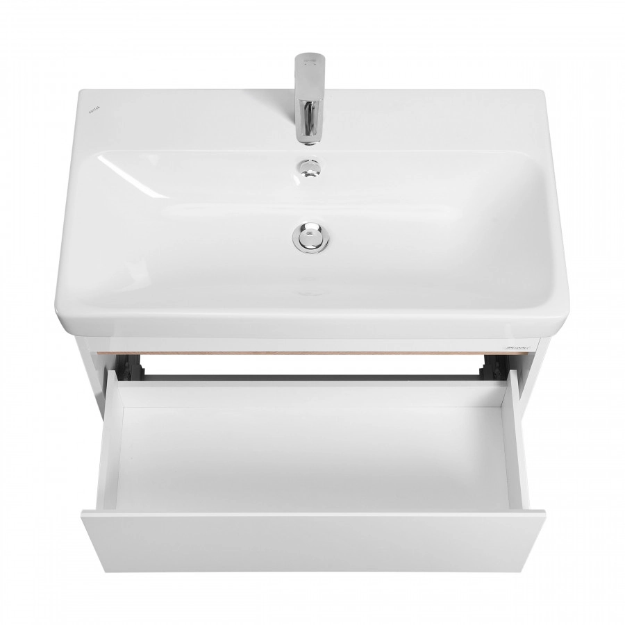 Тумба подвесная Aquaton Марти 80 с раковиной Адриана 80, белый