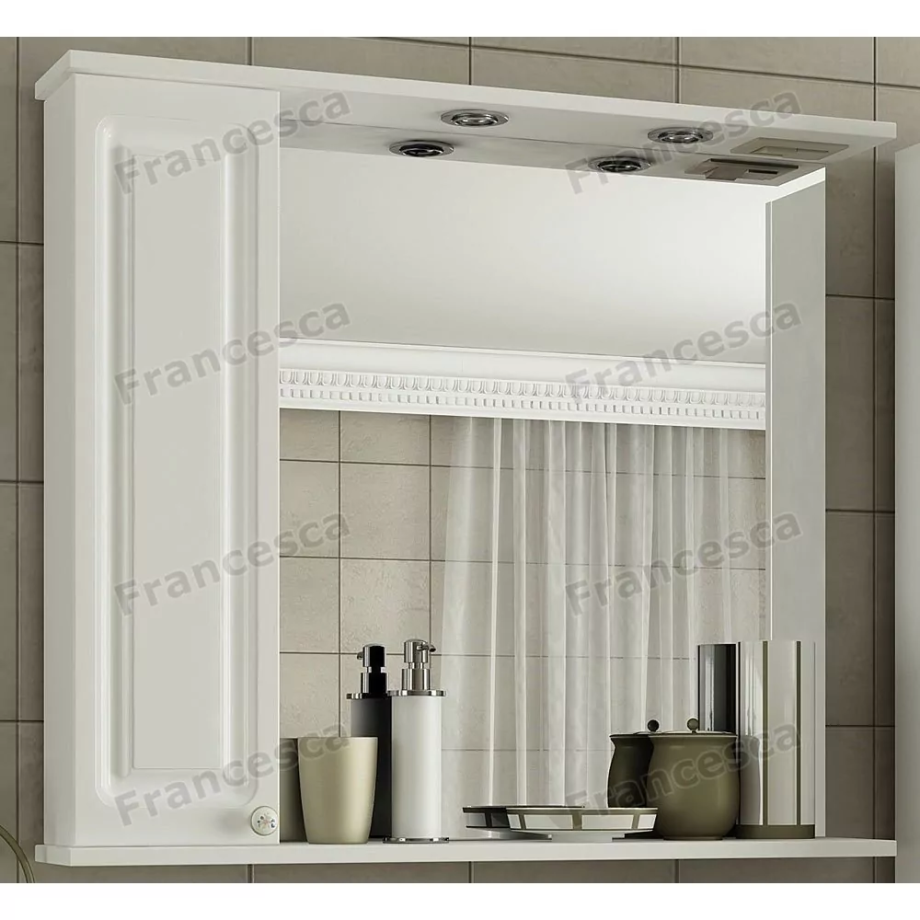 Зеркало-шкаф Francesca Империя 80 L свет, белый