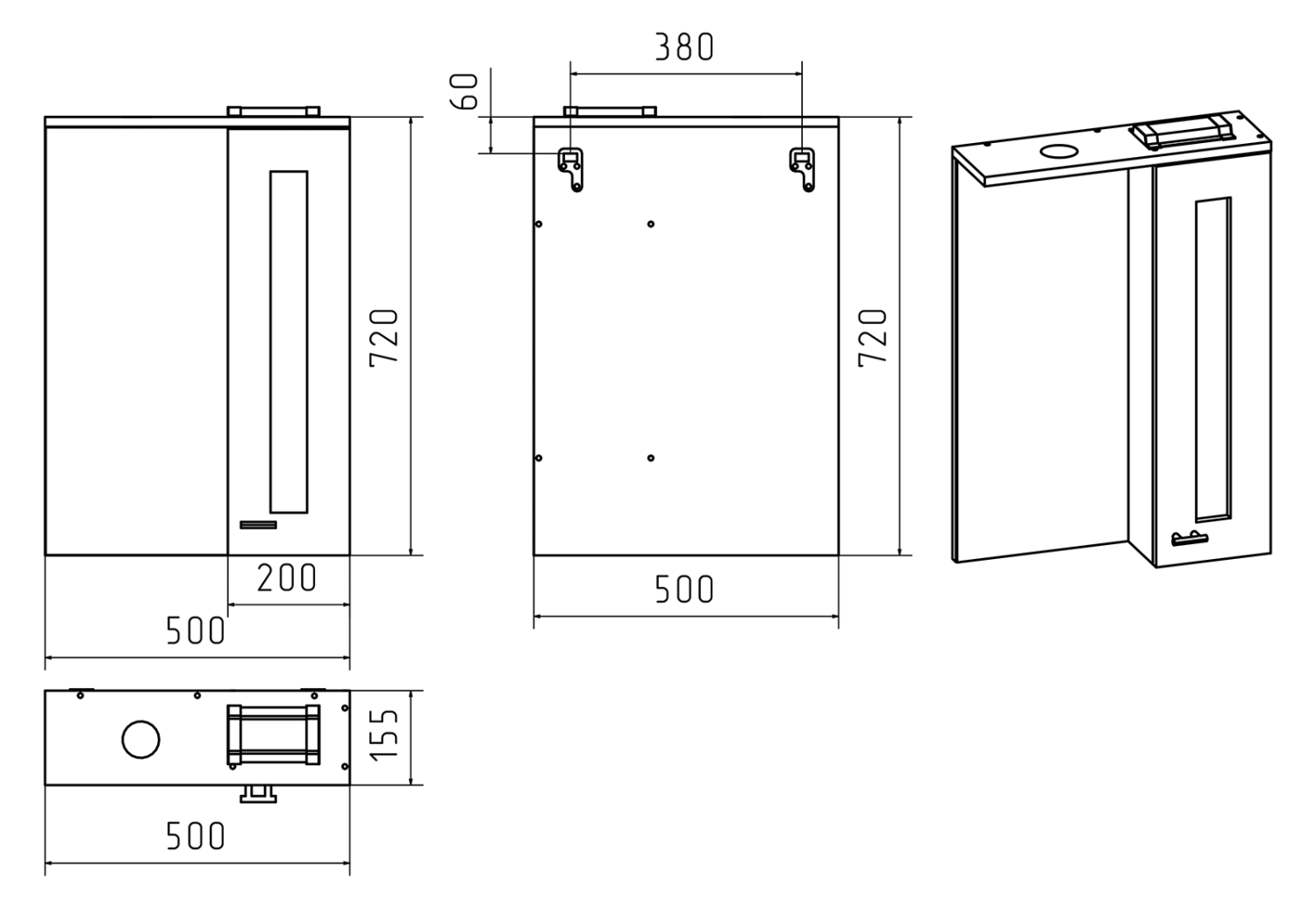 Зеркало со шкафчиком Misty Урал 50 R, белый
