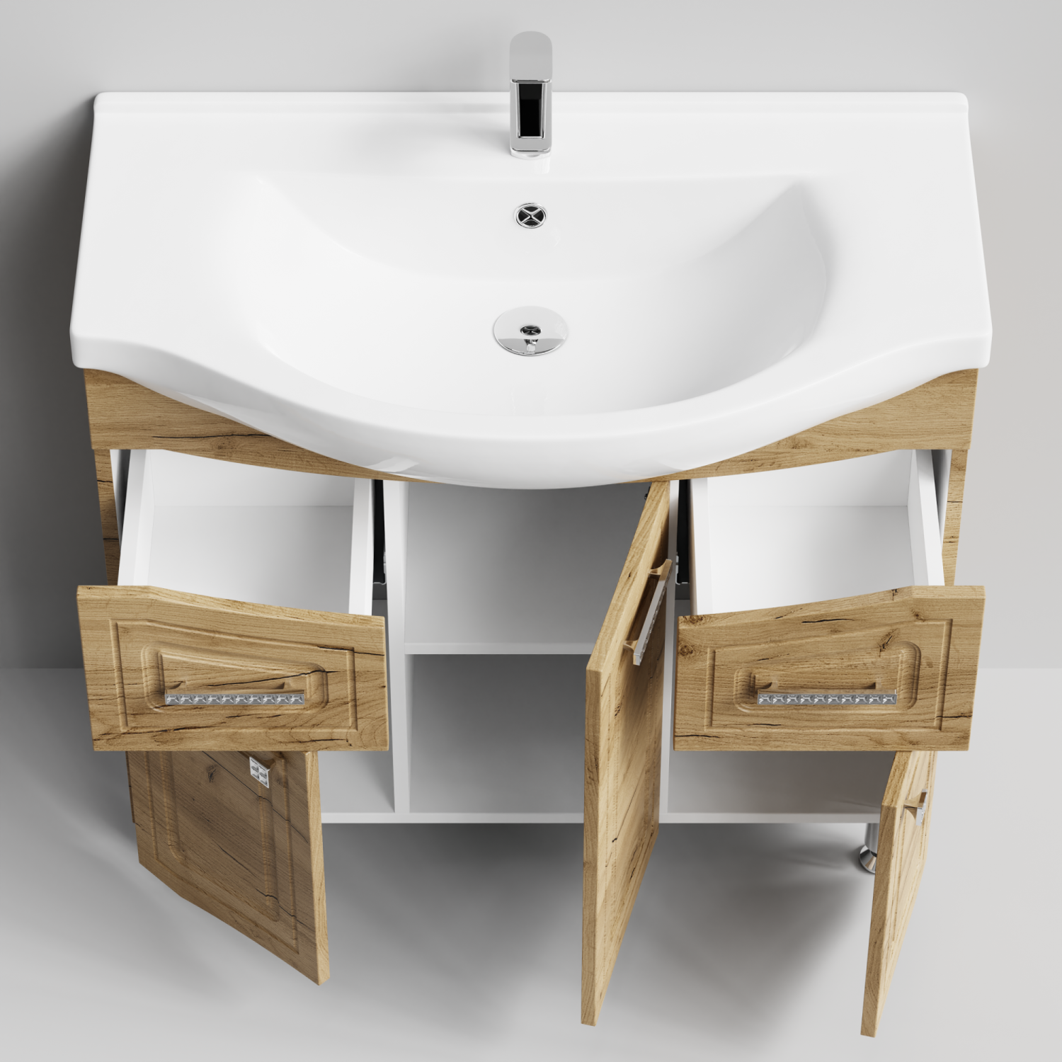 Тумба с раковиной Адам 90 напольная, Дуб Тортуга, петли справа