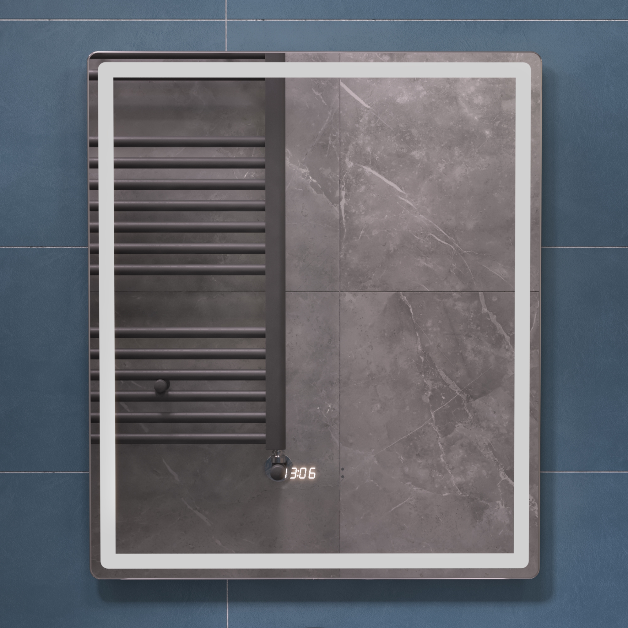Зеркало Vigo Geometry Luxe 60 свет, сенсор, часы, антизапотевание