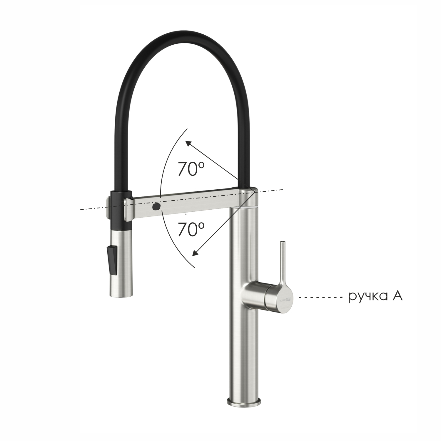 Сенсорный смеситель для кухни с гибким изливом WasserKraft A8827 никель
