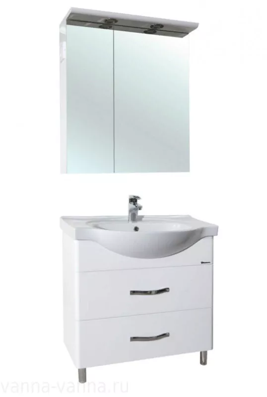 Мебель для ванной Bellezza Анкона 80 см комплект, напольный, белый