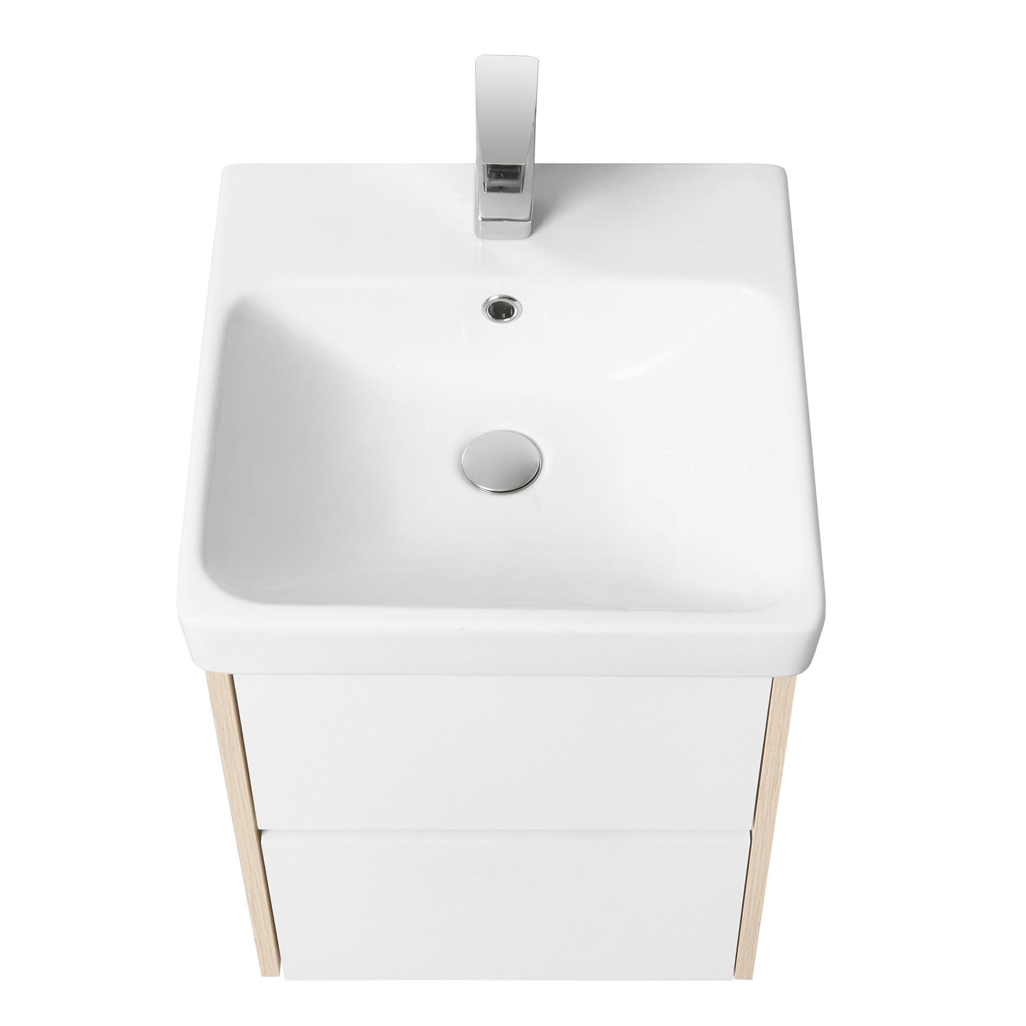 Тумба Aquaton Сканди 45 с раковиной Адриана 45, 2 ящика, подвесная, белый, дуб верона