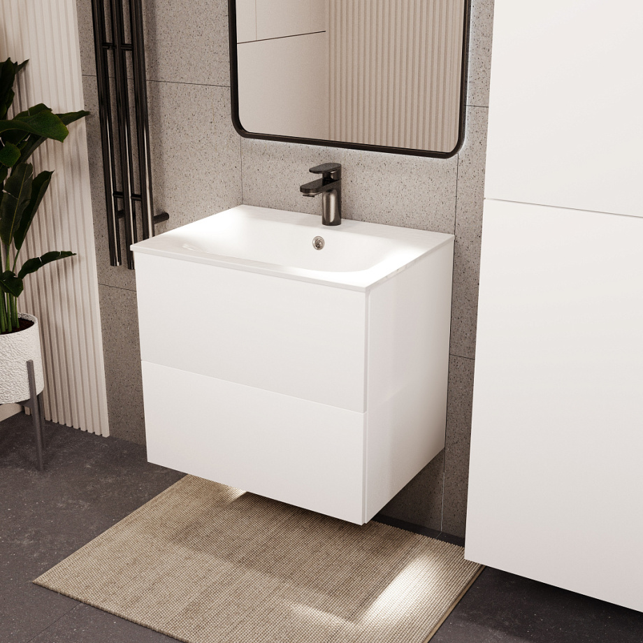 Тумба с раковиной подвесная (60 см) Terminus Aurora AUR10602900301O, белый