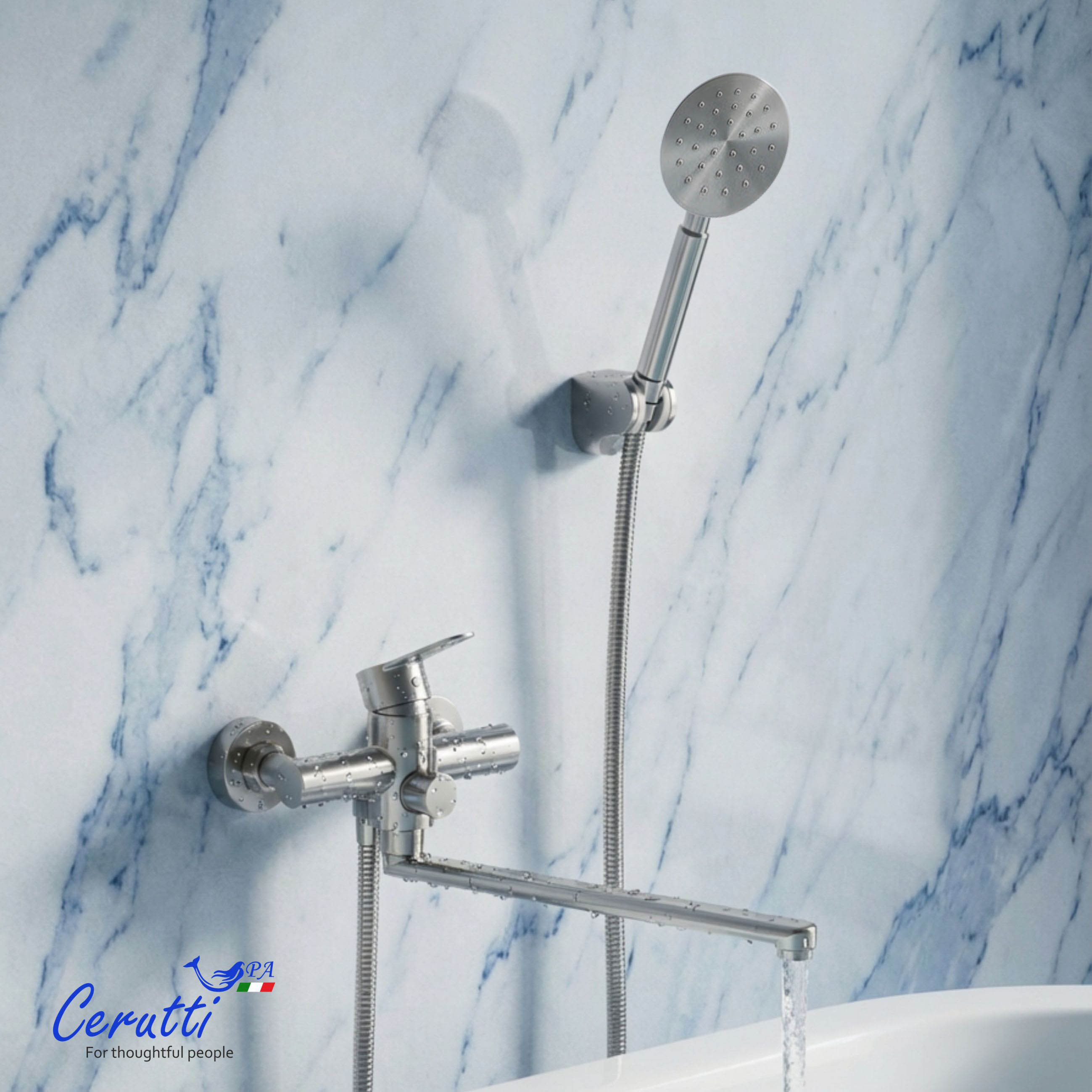 Смеситель для ванны Ceruttispa Овидио VXLBN (OVIDIO VXLBN) из нержавеющей стали, цвет матовый никель