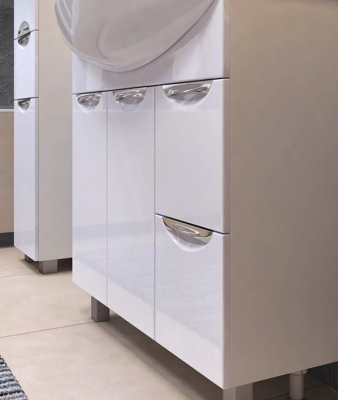 Тумба напольная Vigo Callao 80 с раковиной Балтика 80, 2 ящика, 2 двери, белый