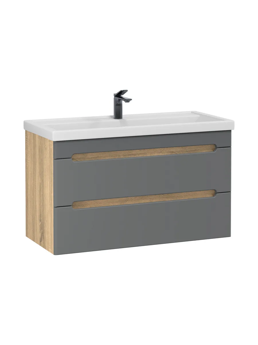 Тумба подвесная SanStar Diva 100 с раковиной Фостер 100 (комплект), Gold Craft