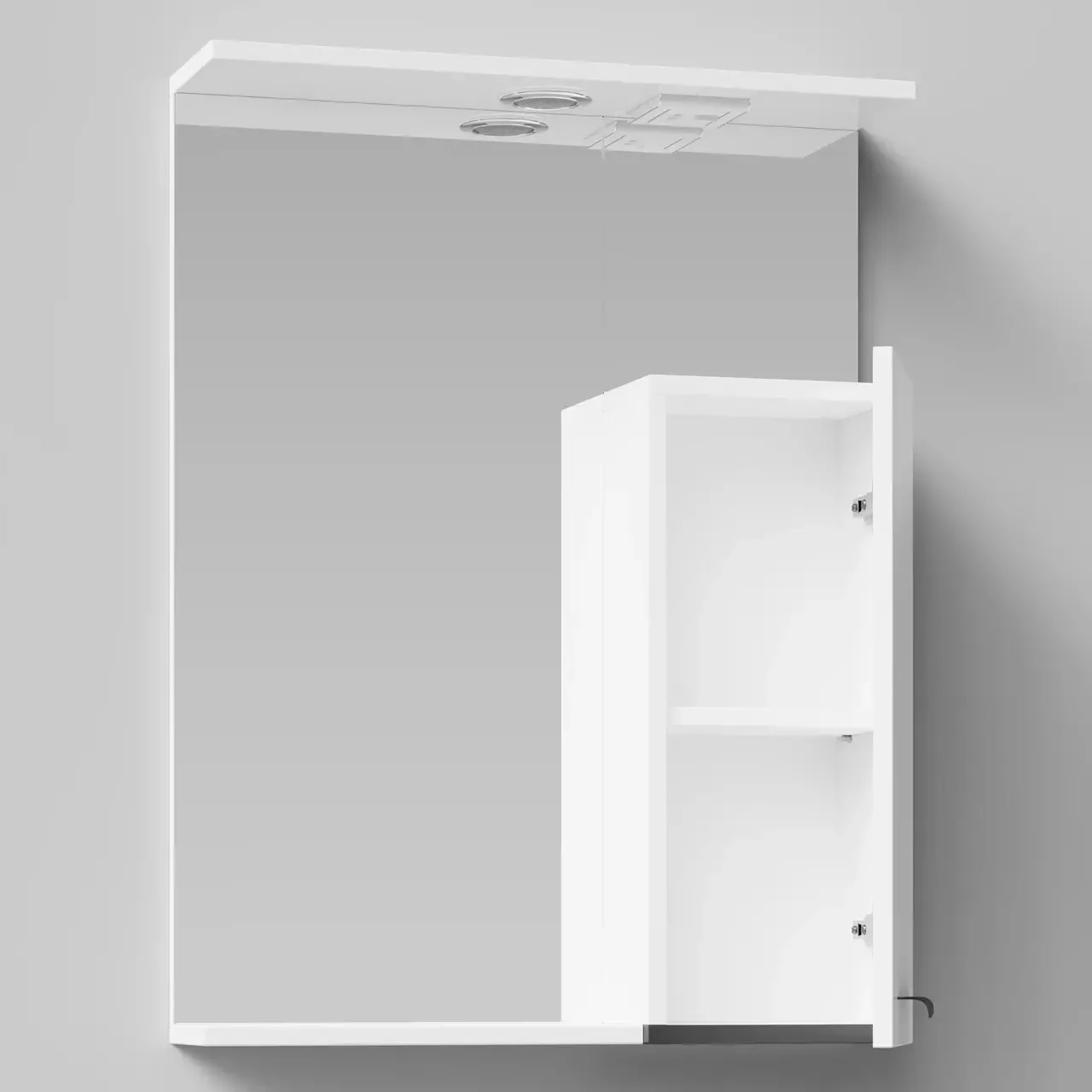 Зеркало-шкаф Vod-ok Марко 60 R, свет, белый + 13 цветов, ручка хром или черный