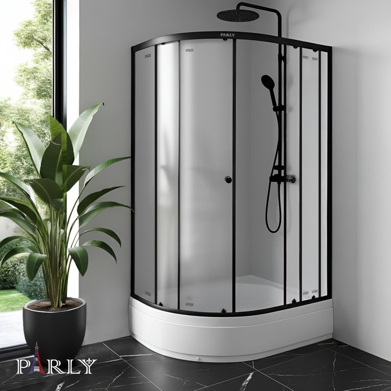 Душевой уголок Parly ZFM1201B R 120х80 см, с поддоном, профиль матовый черный, стекло матовое