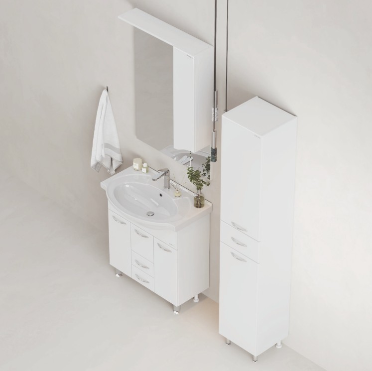 Пенал Onika Модерн 36 напольный, с бельевой корзиной, белый, левый