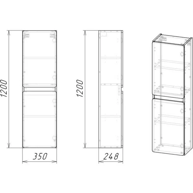 Пенал Stella Polar Корделия 35 L/R подвесной, серый матовый/белый