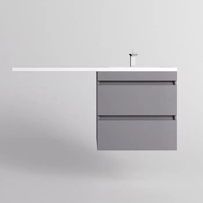 Тумба подвесная Style Line Даллас Леон 120 Люкс Plus ПВХ под стиральную машину, правая, серый матовый