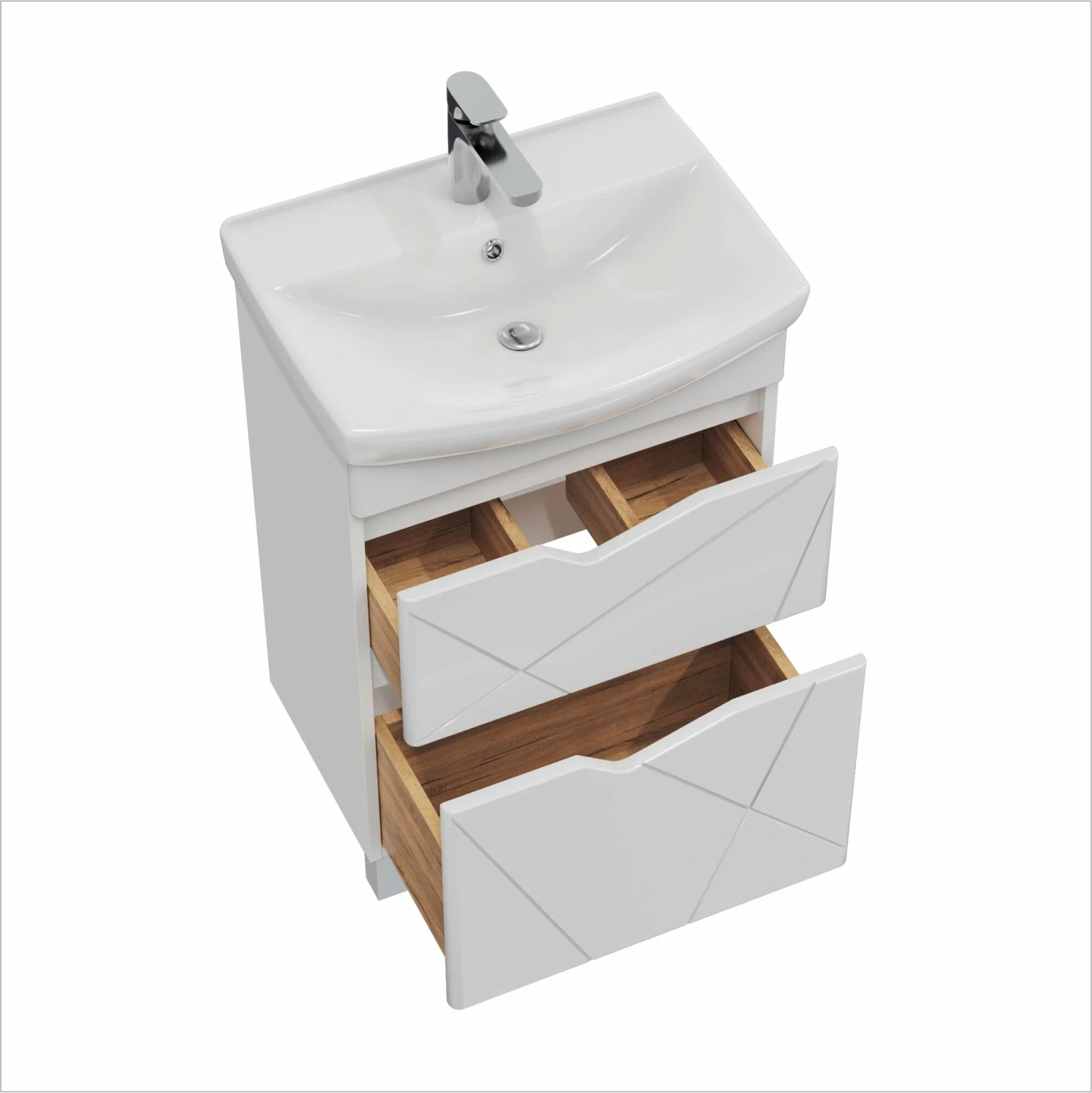 Тумба напольная SanStar Линни 55 с раковиной Клермонт 55, белая