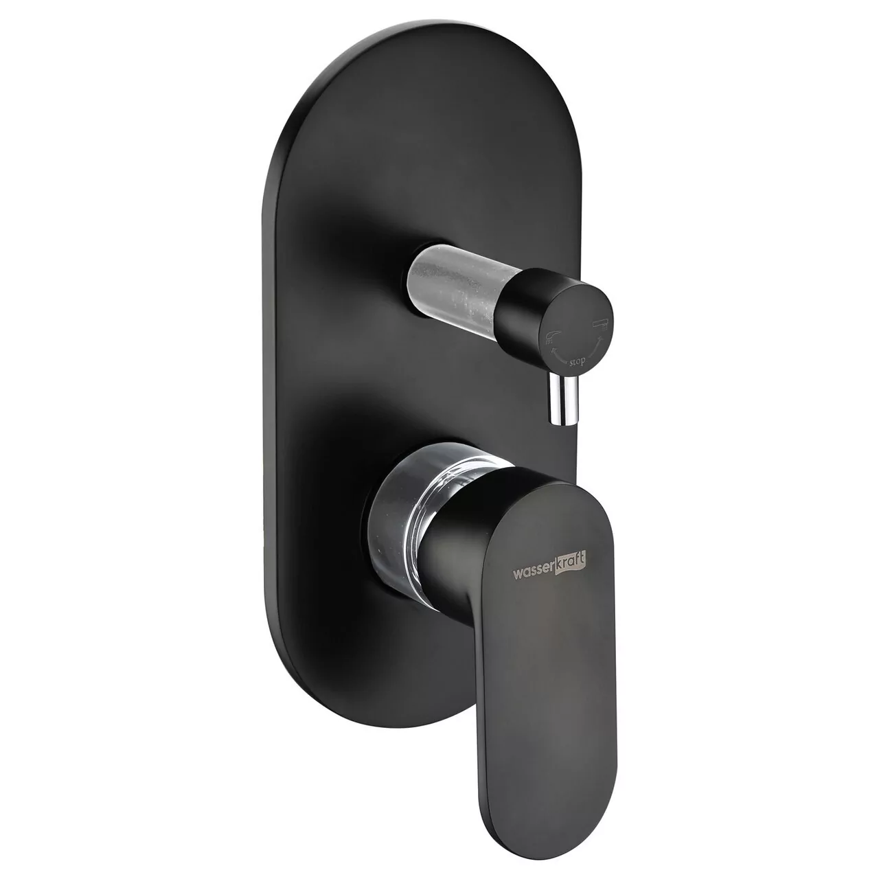 Смеситель с переключателем WasserKraft Elbe 7441 встраиваемый, на 2 выхода, черный Soft-touch