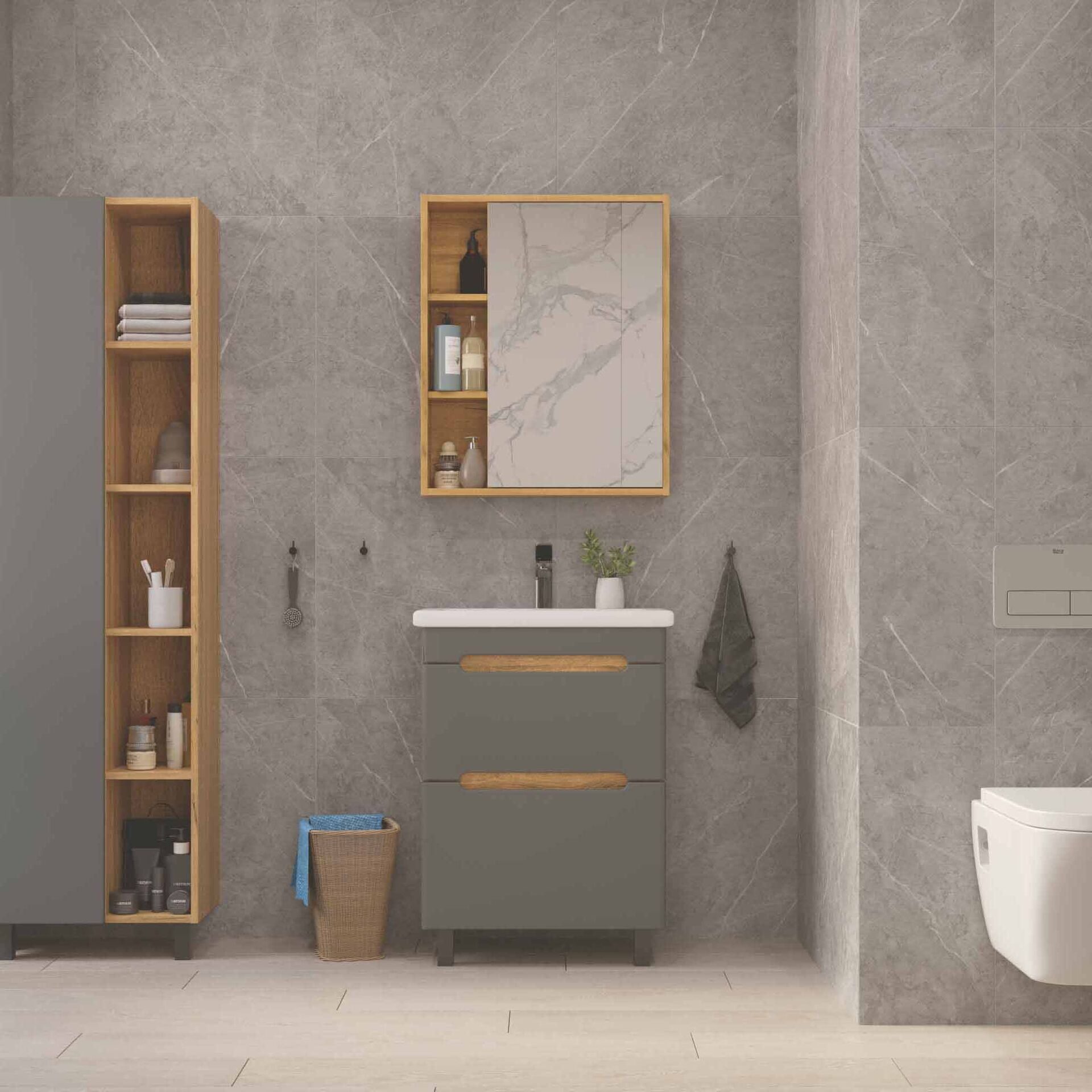 Тумба подвесная SanStar Diva 50 с раковиной Como 50 (комплект), Gold Craft