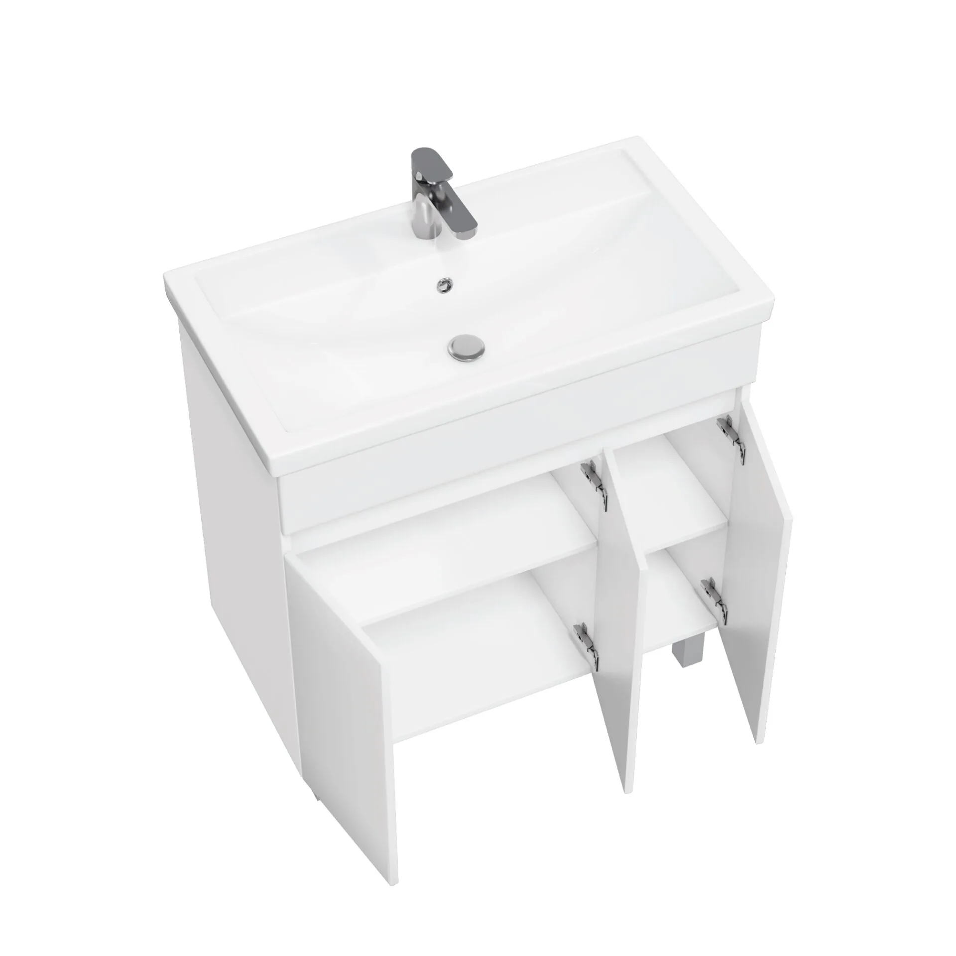 Тумба напольная SanStar Квадро 80 с раковиной Fest 80 белый