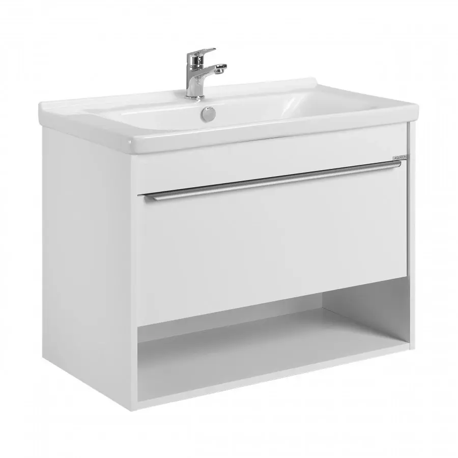 Тумба подвесная Aquaton Хоуп 80 с раковиной Миранда 80, 1 ящик, белый
