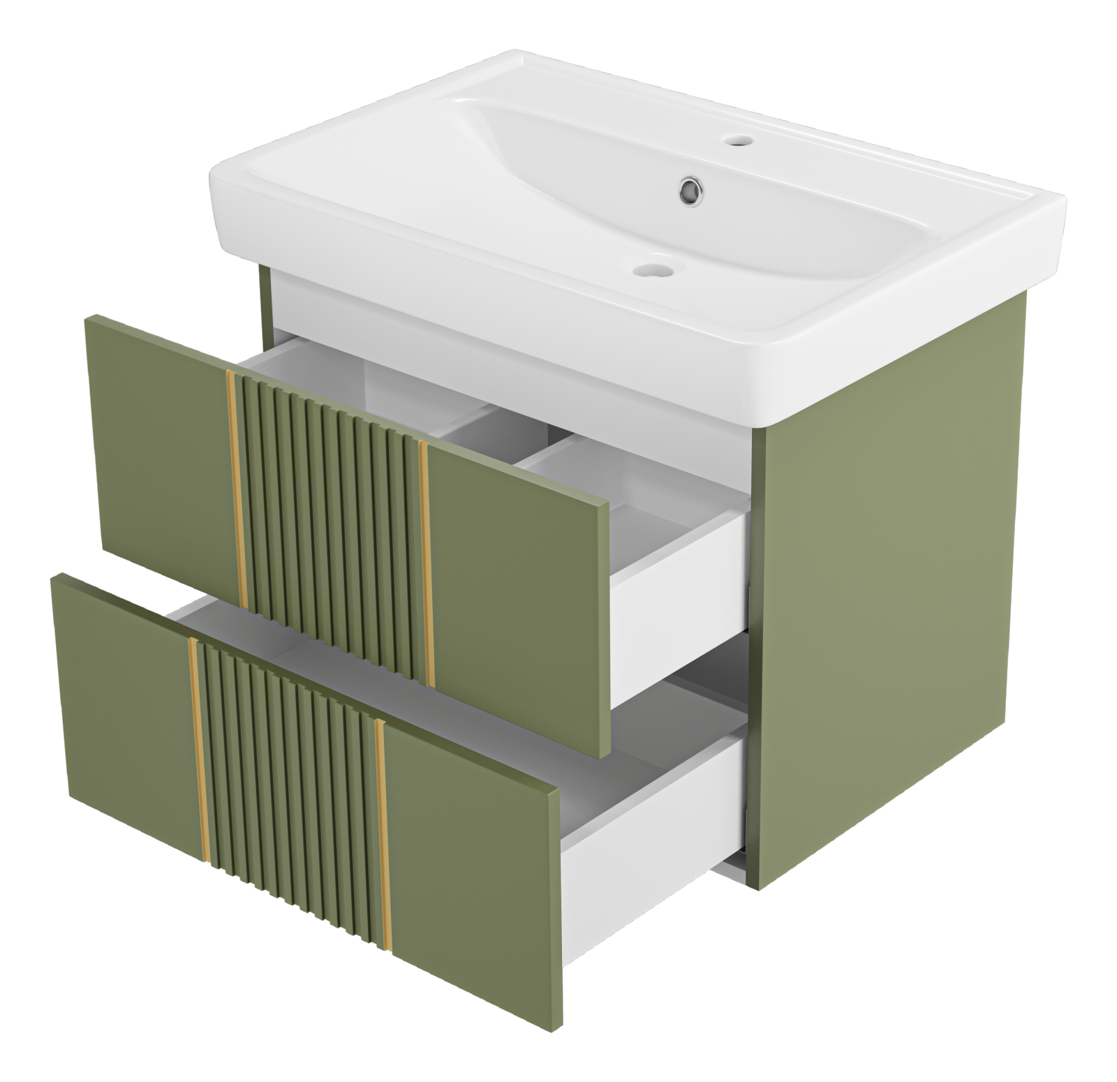 Тумба с раковиной Brevita Vega 70 подвесная, зеленый/патина золото