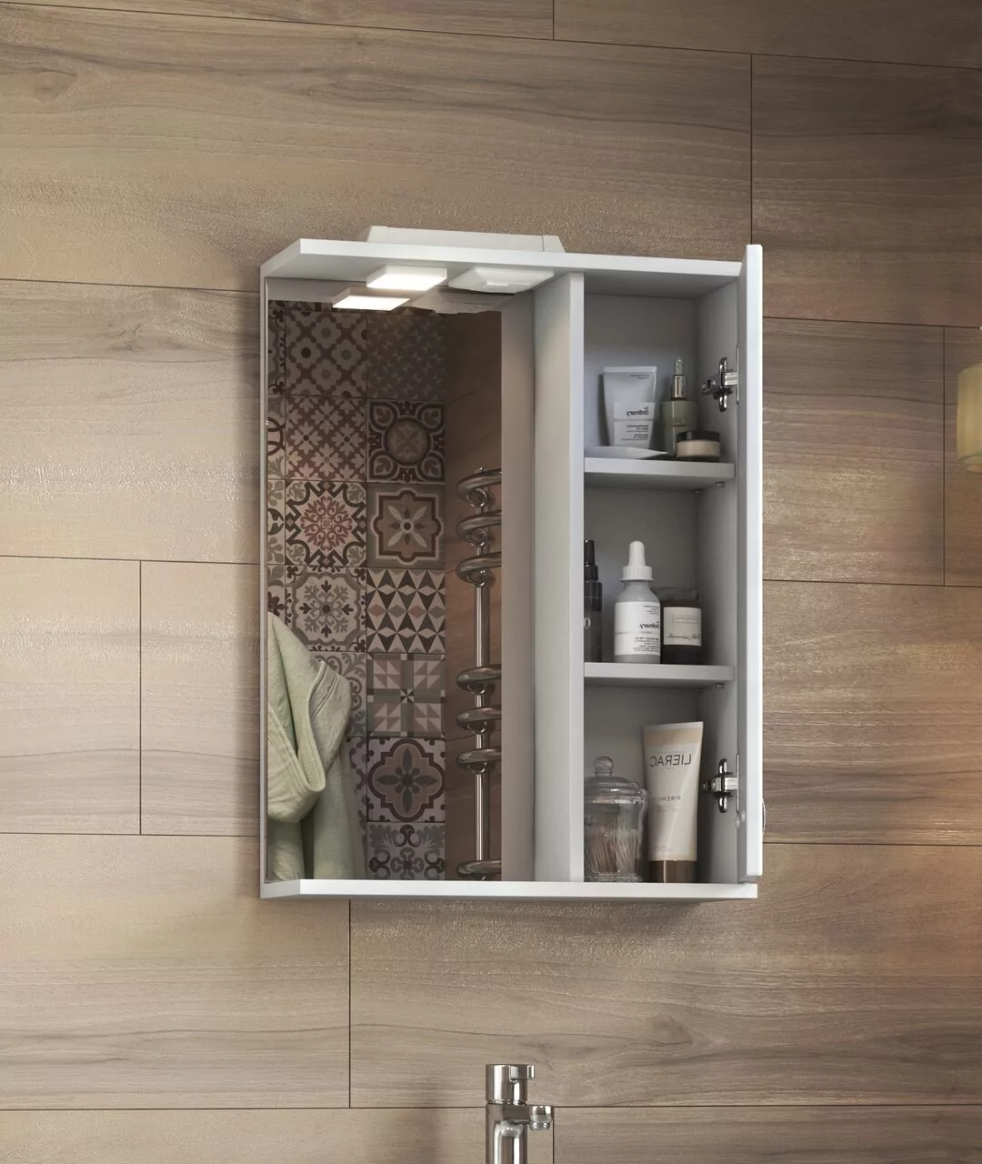 Зеркало со шкафчиком Vigo Diana 50 R свет, белый