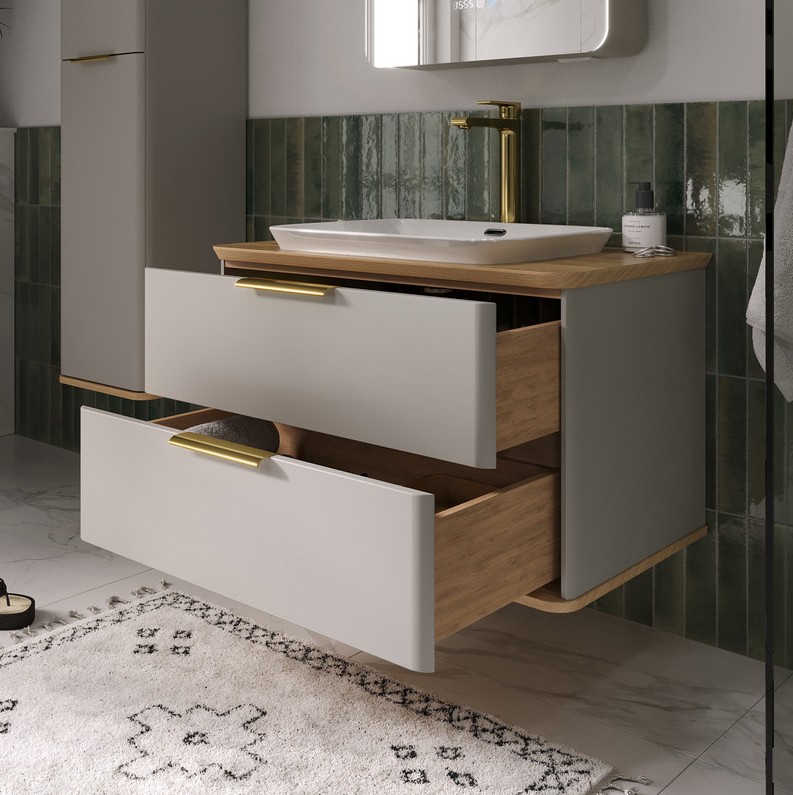 Тумба подвесная со столешницей EQUIL Desert 80 с раковиной (Е408D), амарок