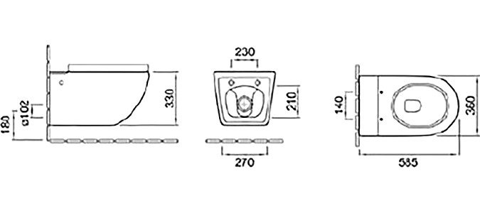 Унитаз импульсный SantiLine SL-5031 подвесной, с инсталляцией, белый матовый