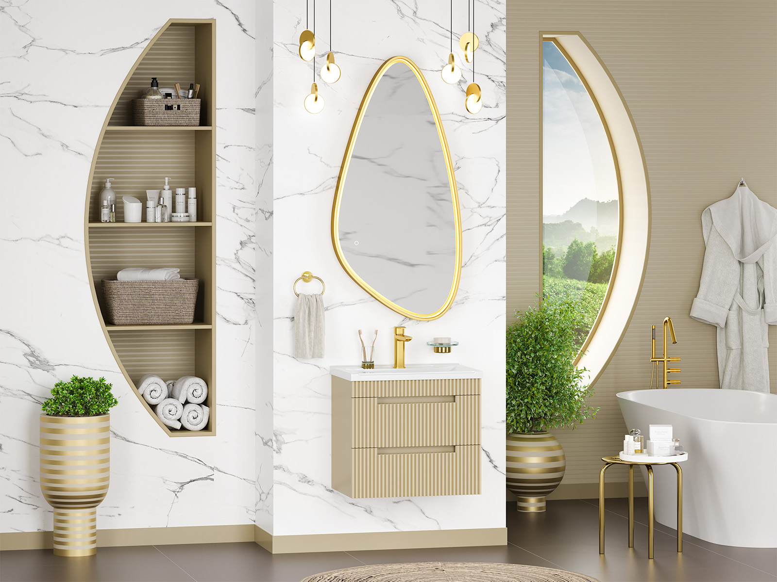 Тумба с раковиной Brevita Ariana 60 подвесная, капучино