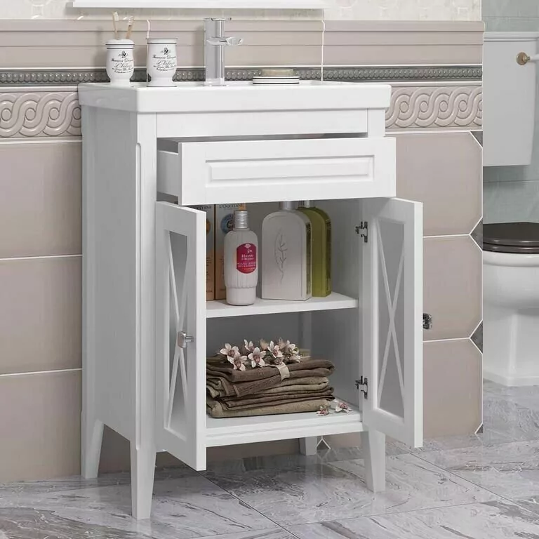 Мебель для ванной Opadiris Палермо 70 комплект, напольный, белый матовый