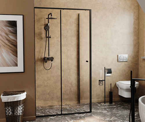 Душевой уголок Wasserkraft Dill 61S35 140х80, прямоугольный, без поддона, прозрачное стекло, черный