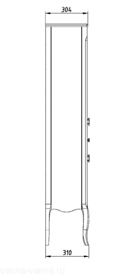 Пенал ASB Woodline Модерн 40 L/R напольный, белый, патина серебро