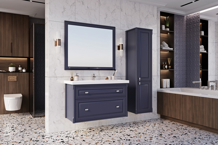 Мебель для ванной ASB Woodline Кастелло 100 комплект, подвесной, пейна, хром