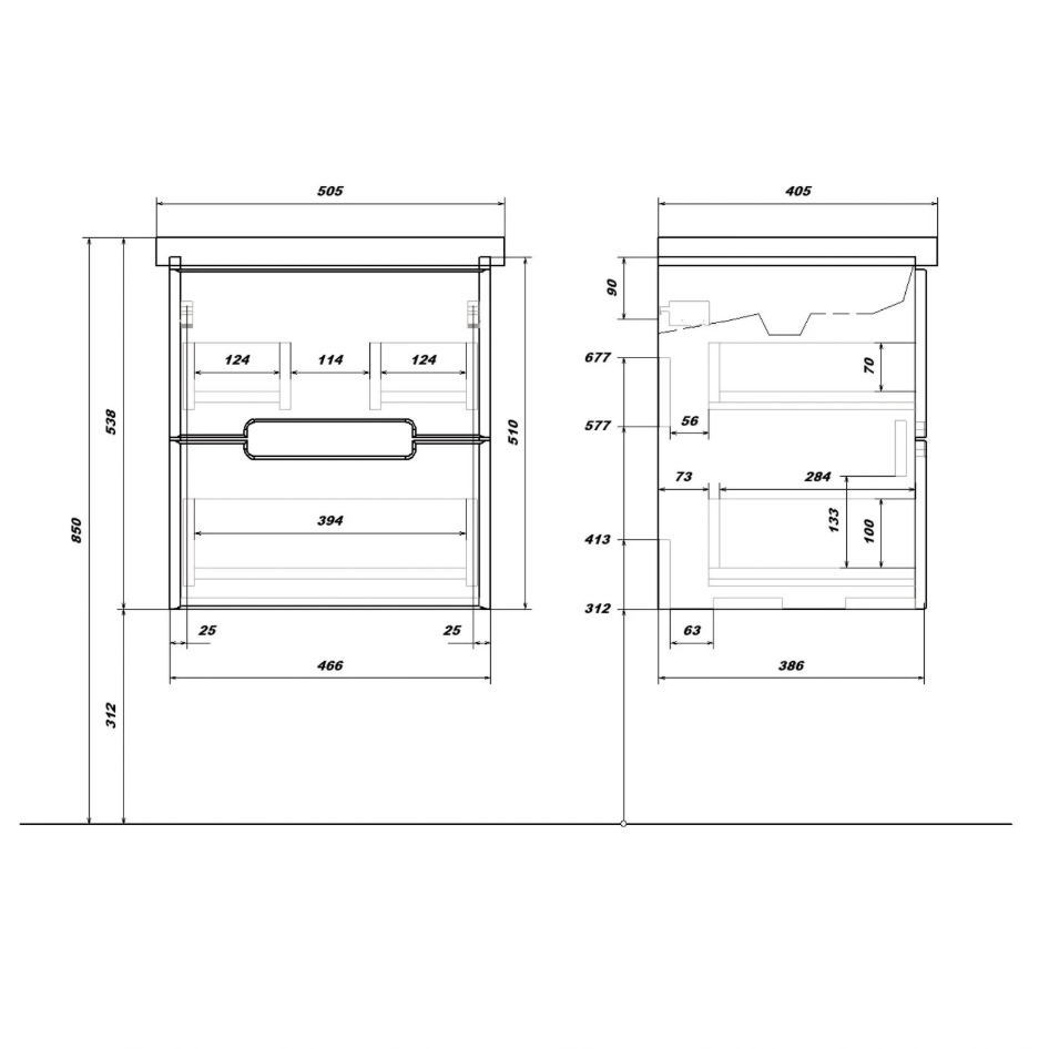 Тумба подвесная SanStar Noche 50 с раковиной Fest 50 Графит софт