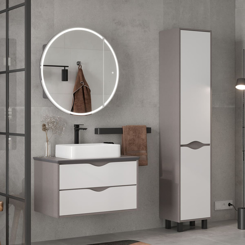 Зеркальный шкаф EQUIL Smile LED D80 графит софт