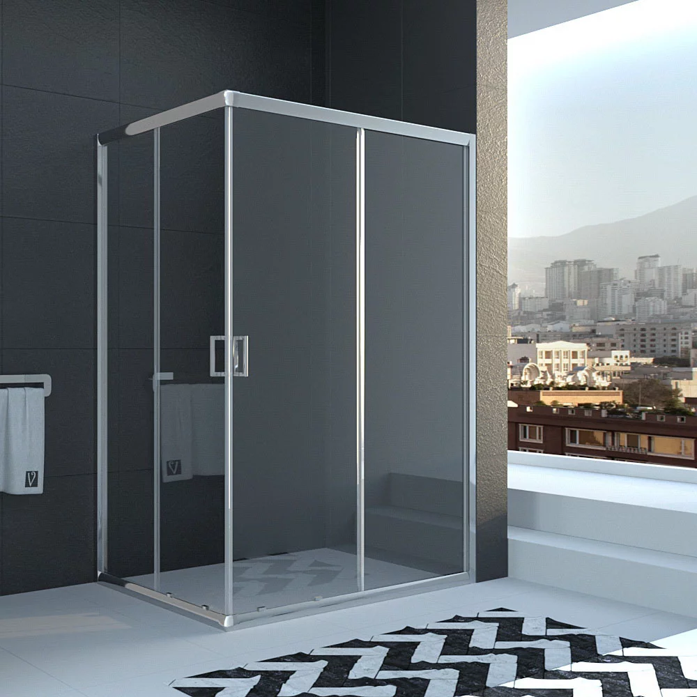 Душевой угол Veconi Rovigo RV-10, 1100x900x1950, хром, стекло прозрачное