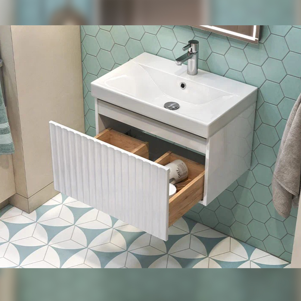 Тумба с раковиной подвесная Velvex Compo tp.COM.9696.60.1Y белый глянец, 60 см