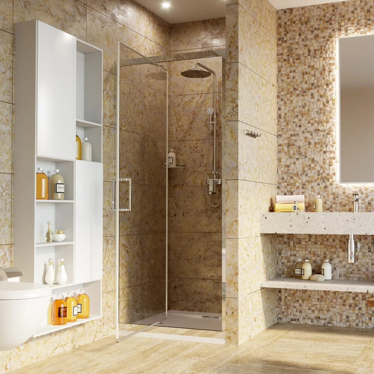 Душевая дверь WasserKraft Salm 27I04 90 в нишу, распашная, прозрачное стекло, хром