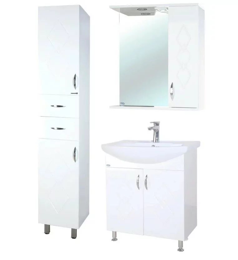 Зеркало со шкафчиком Bellezza Элеганс 55 R свет, белый