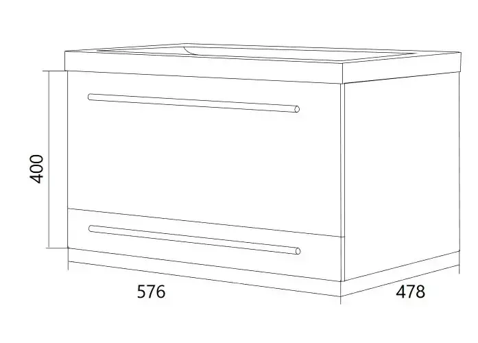 Тумба подвесная 1Marka Соната 58П с раковиной Нота New Polytitan 58, 2 ящика, белый