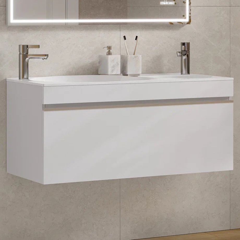 Тумба с раковиной подвесная Velvex Otto tp.OTO.OTT.100.1Y белый глянец, 100 см