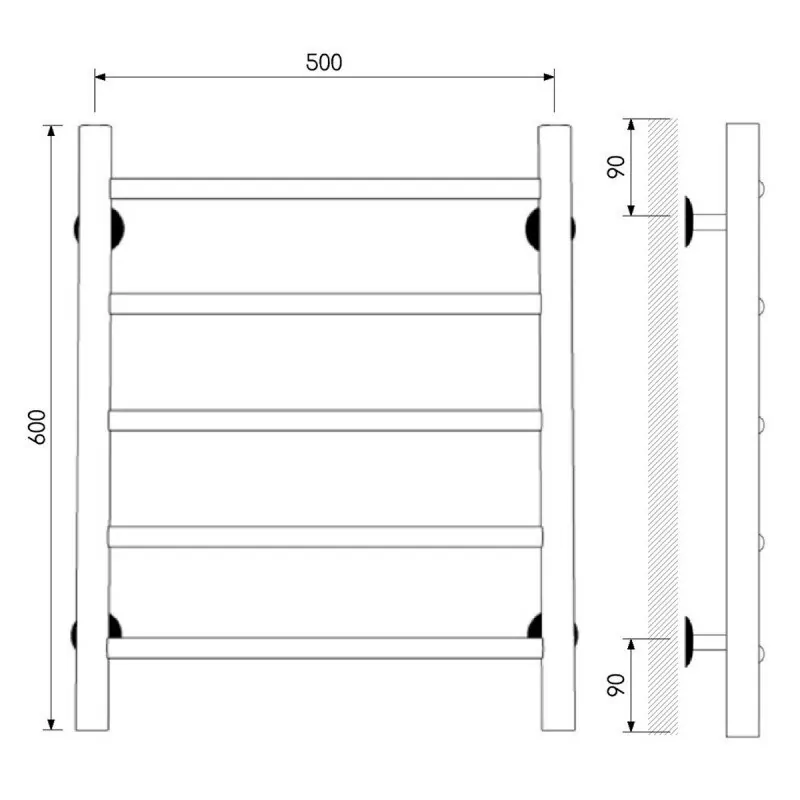 Полотенцесушитель водяной Laris Классик П5 500х600 черный матовый