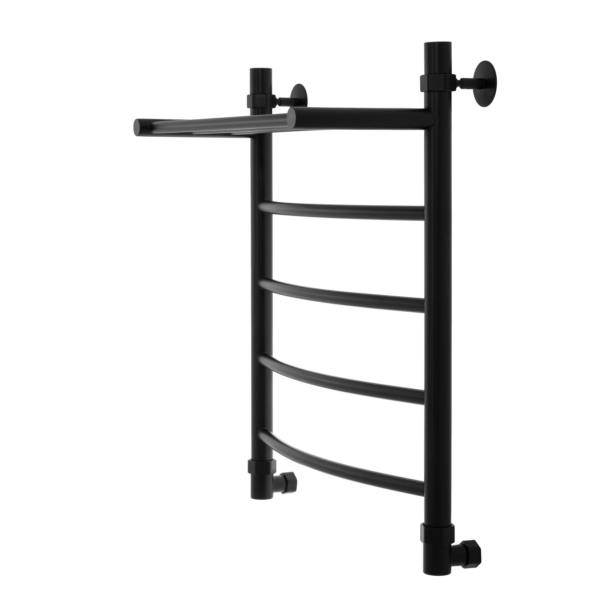 Полотенцесушитель водяной Energy Classic Modus 600x500 черный матовый, лесенка с полкой, сталь AISI304, подключение 3/4"