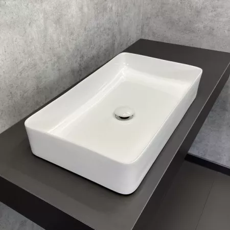 Тумба подвесная Comforty Прага-90 дуб белый с графитовой столешницей с Comforty 78189 от магазина Vanna-Vanna.ru!
