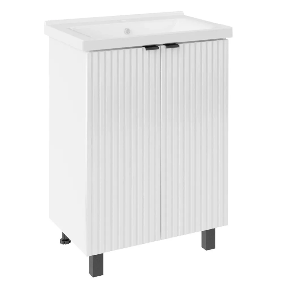 Тумба напольная Асб-мебель Дора 60 с раковиной Миранда 60, белый