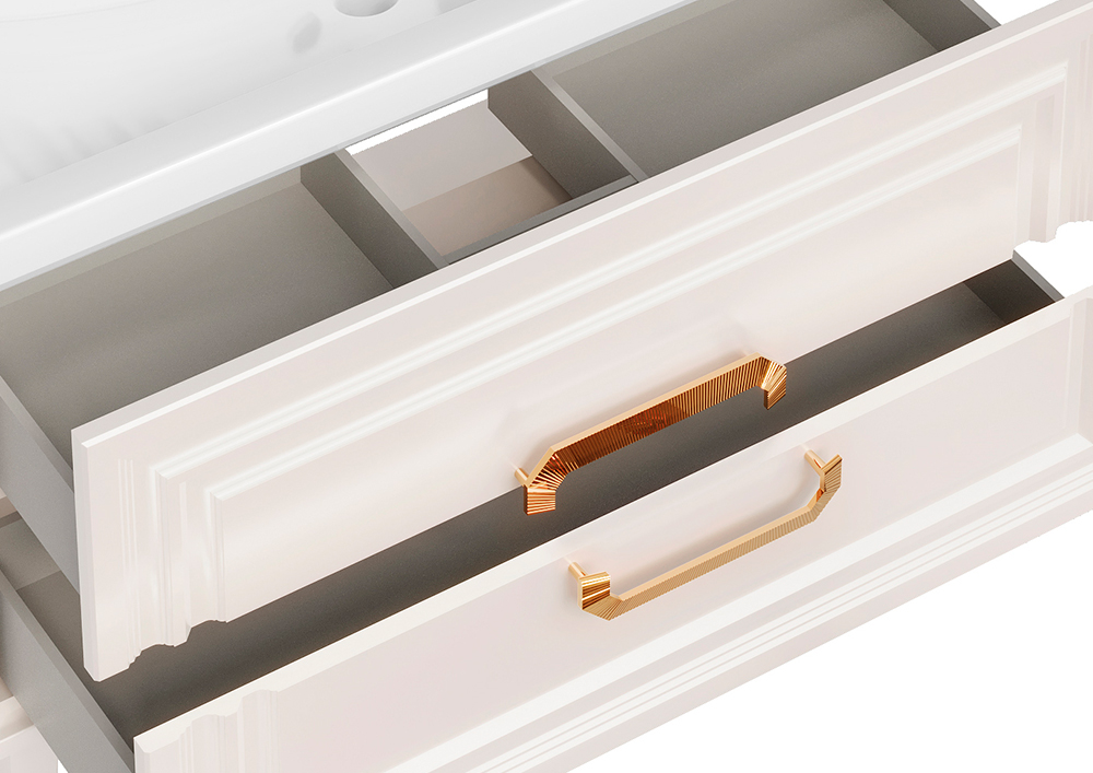 Тумба ASB Woodline Летиция 100 с раковиной Фостер 100, напольная, белый, ручки золото