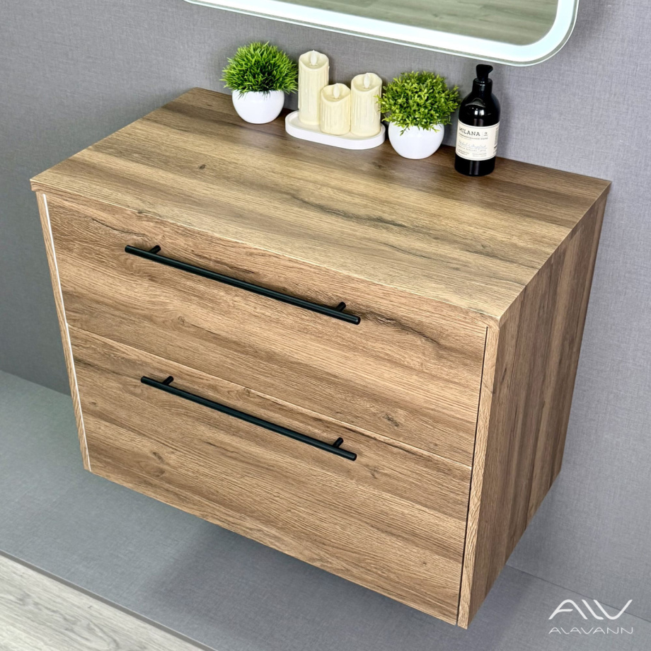 Тумба подвесная Alavann Rondo 80 под накладную раковину, дуб