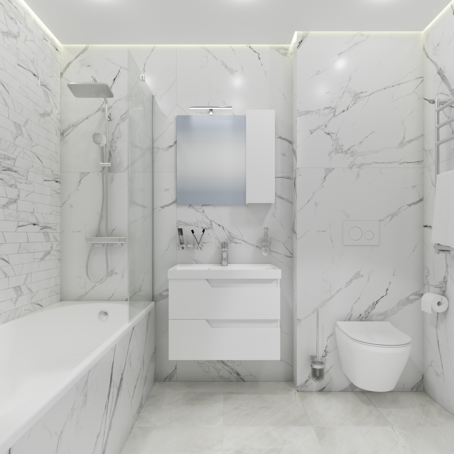 Тумба подвесная Санта Антарес 70 с раковиной Астория 70, 2 ящика, белый