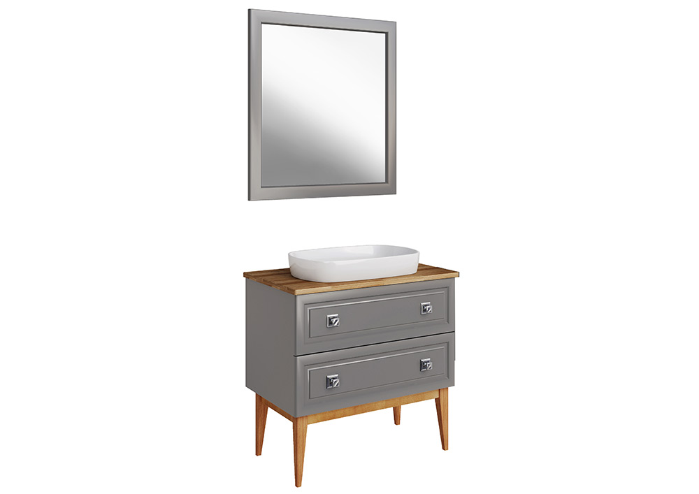 Мебель для ванной ASB Woodline Каталина 80 комплект, подвесной, grey, хром