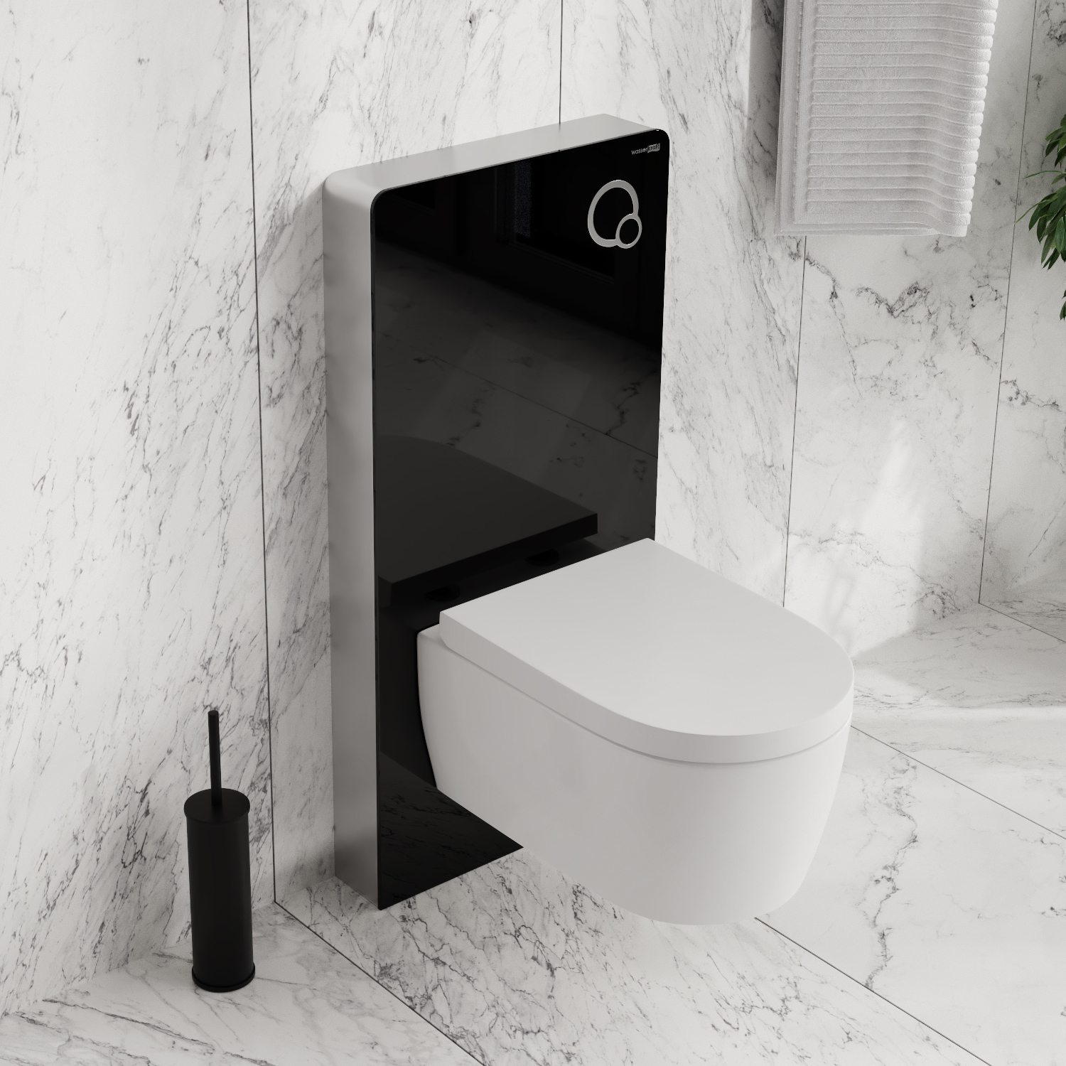 Инсталляция WasserKraft Naab 86TLT.040.PE.BL для подвесного унитаза, пристенный модуль, с пневматическим механизмом смыва