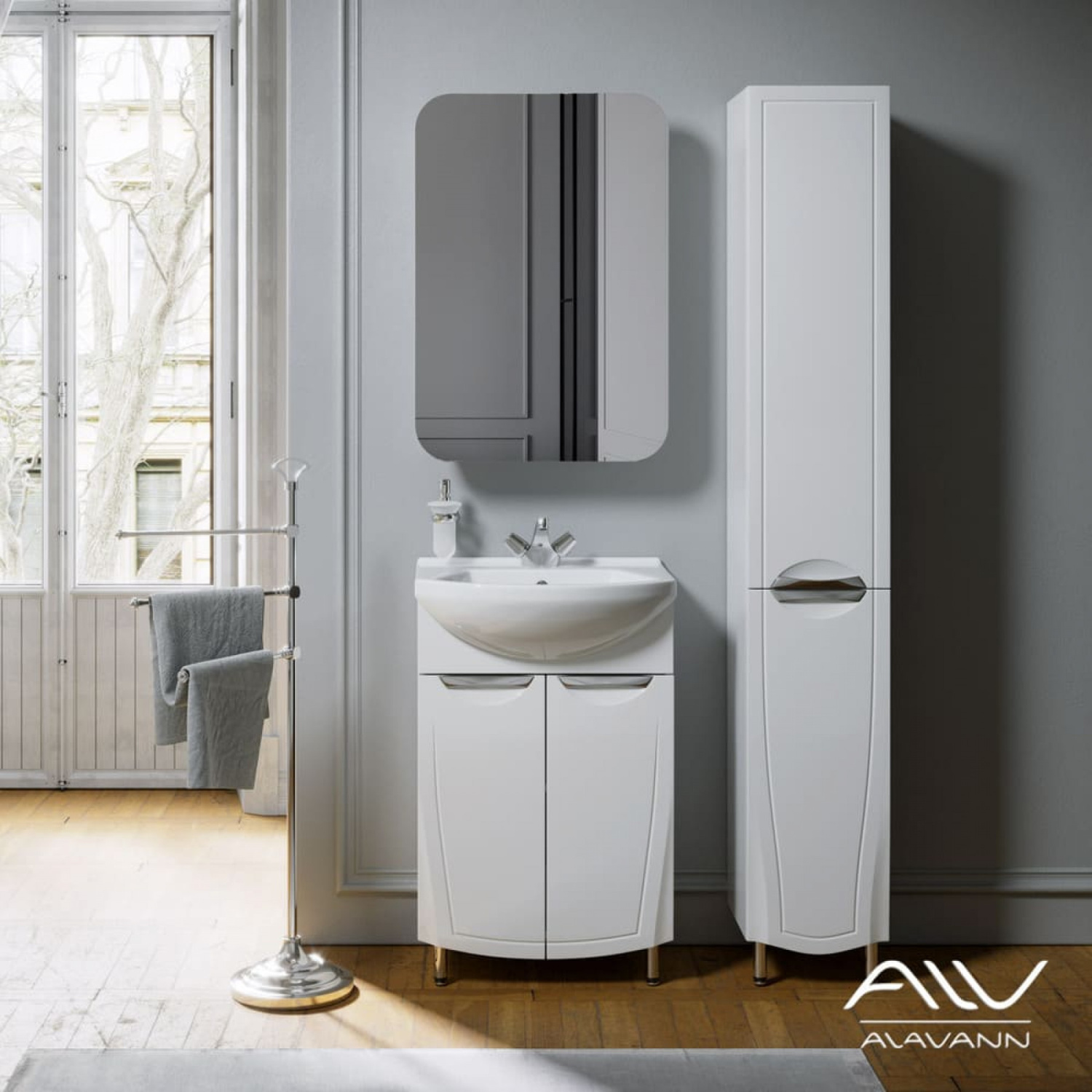 Зеркало-шкаф Alavann Monaco 55 универсальное, белый